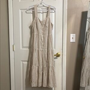 Maurices Cream Midi Sundress Sleeveless Sweetheart